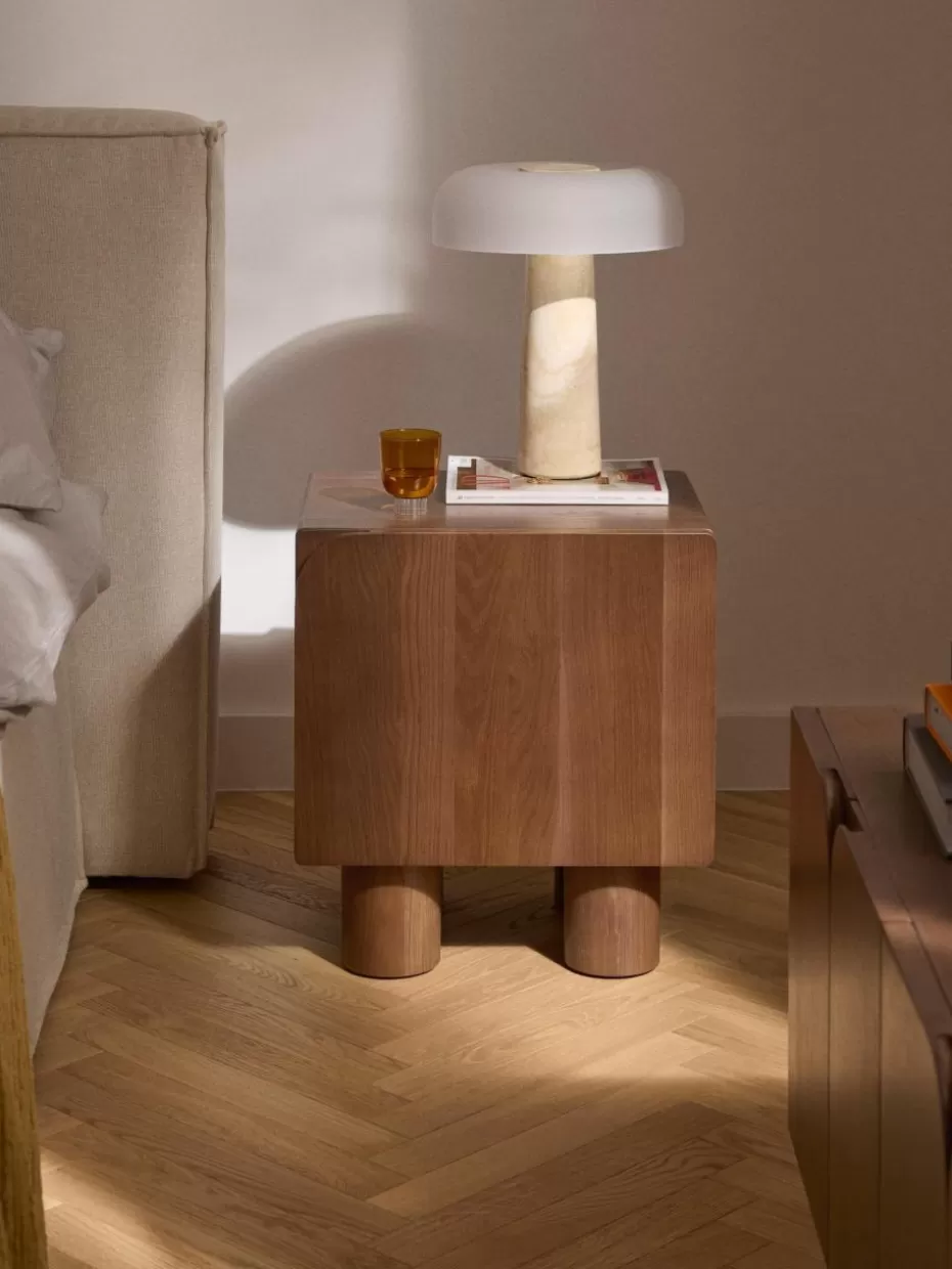 Nachttische-Westwing Collection Nachttisch Cadi aus Eichenholz Eichenholz, braun lackiert