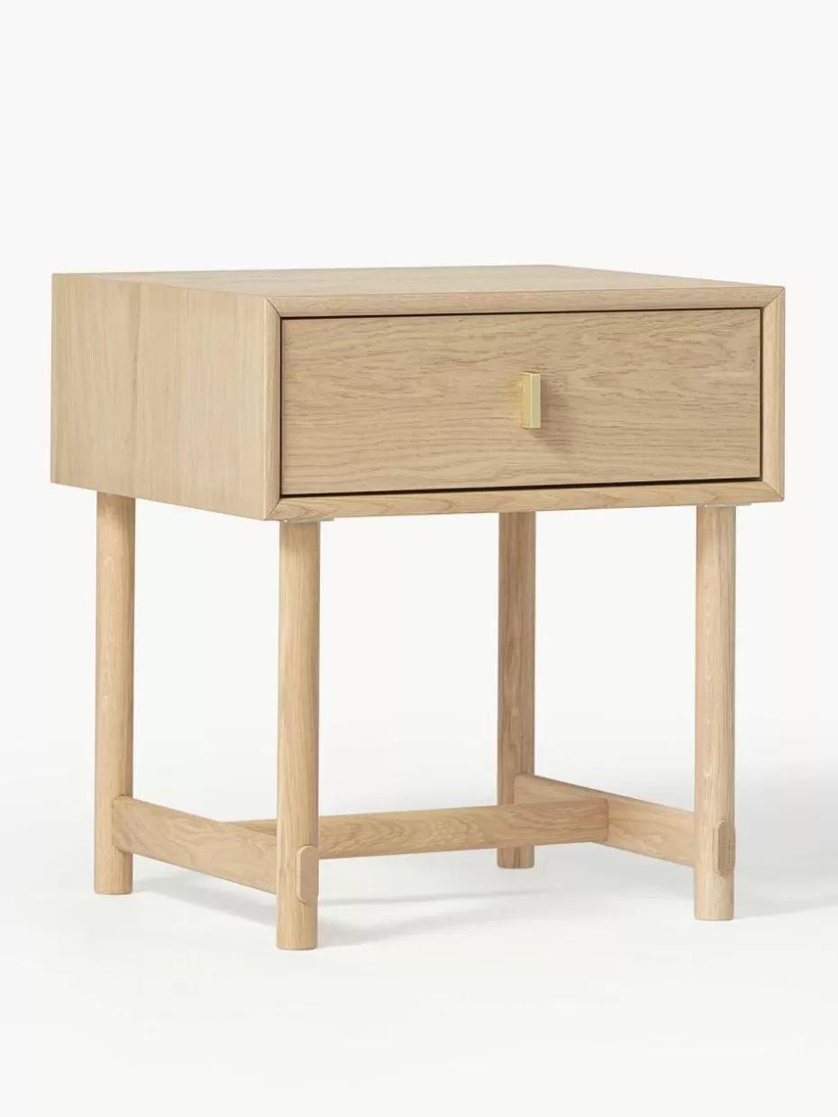 Nachttische-Westwing Collection Nachttisch Diana aus Eichenholz mit Schublade Helles Eichenholz