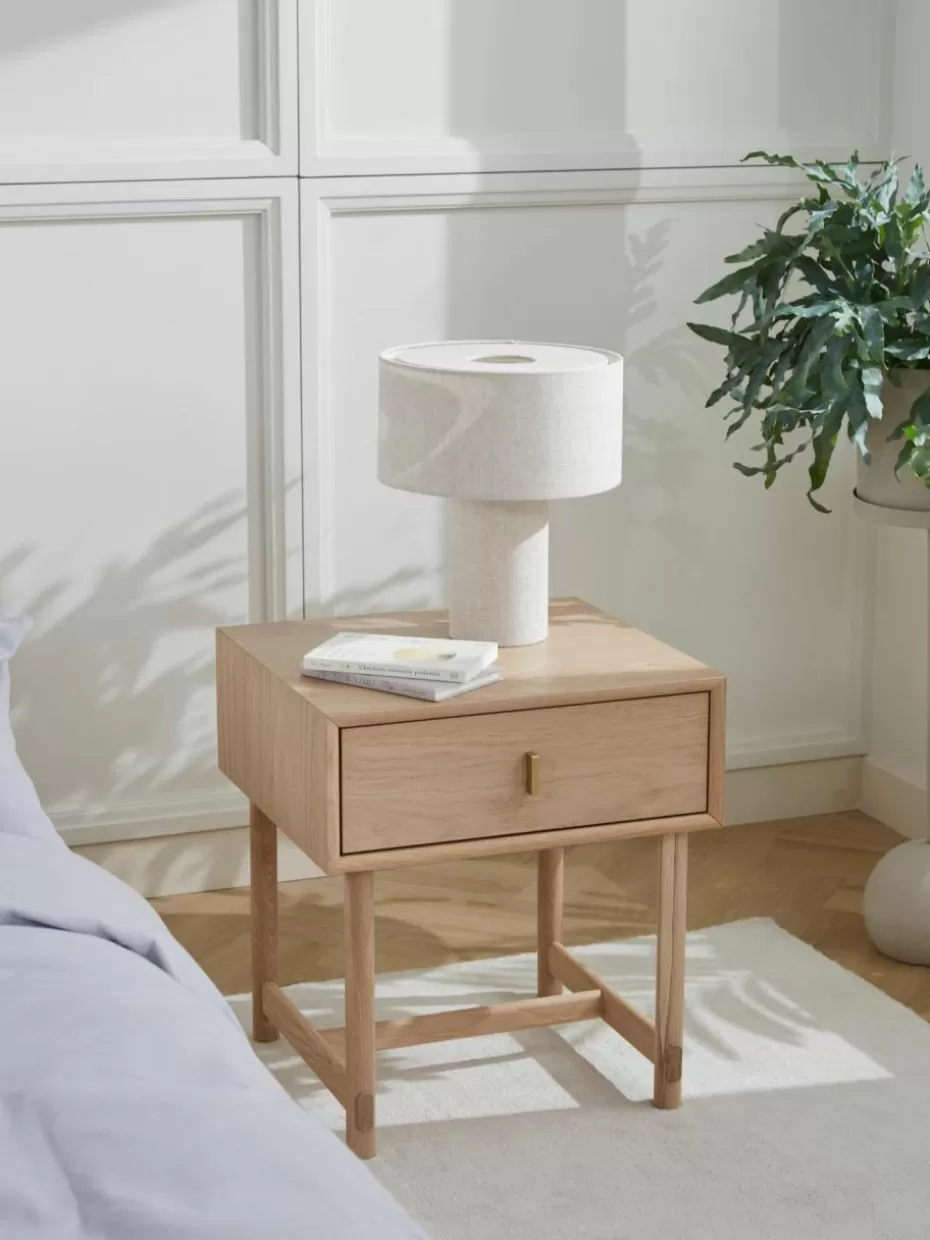 Nachttische-Westwing Collection Nachttisch Diana aus Eichenholz mit Schublade Helles Eichenholz