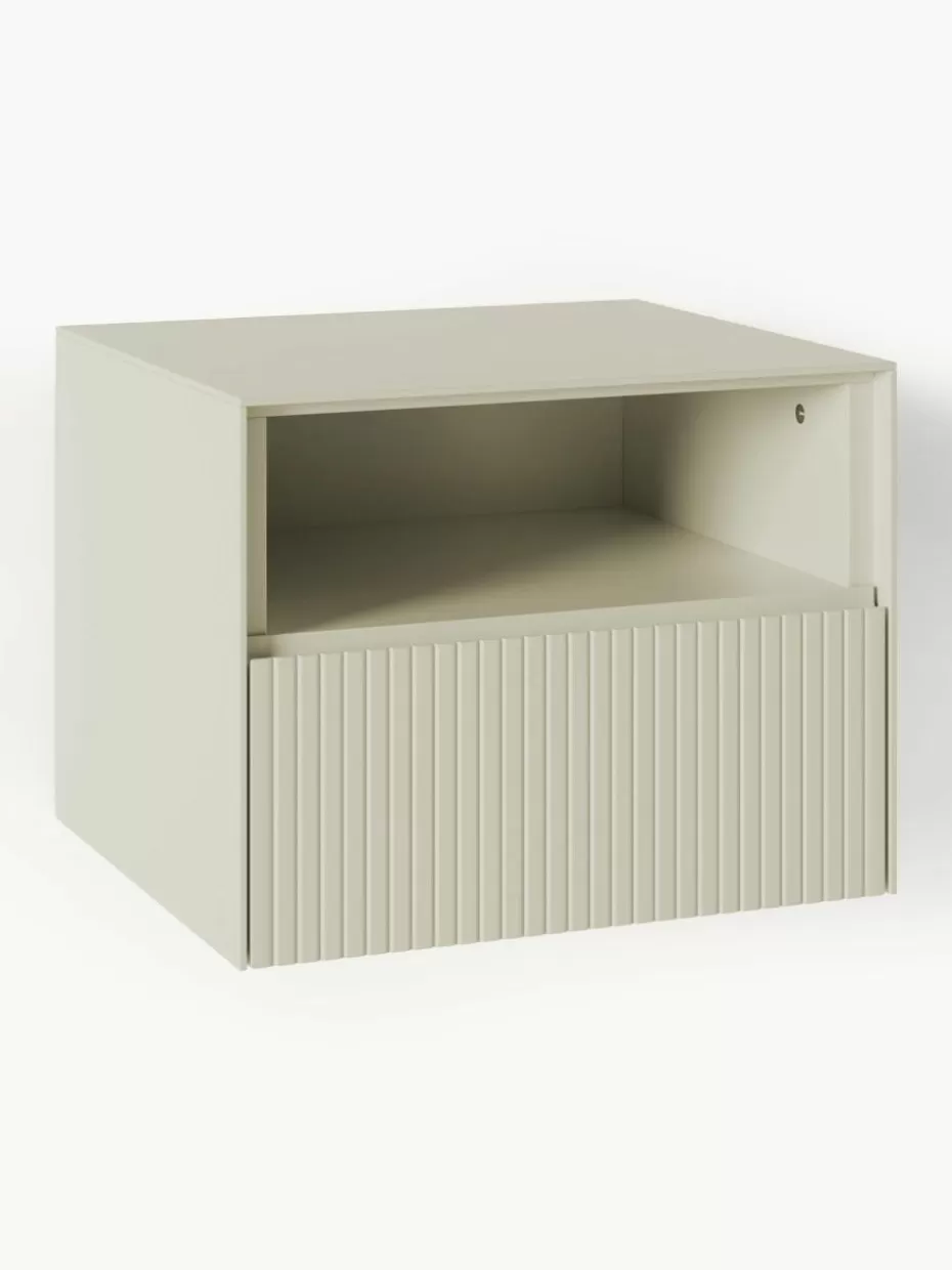 Nachttische-Westwing Collection Nachttisch Shea mit geriffelter Front Hellbeige