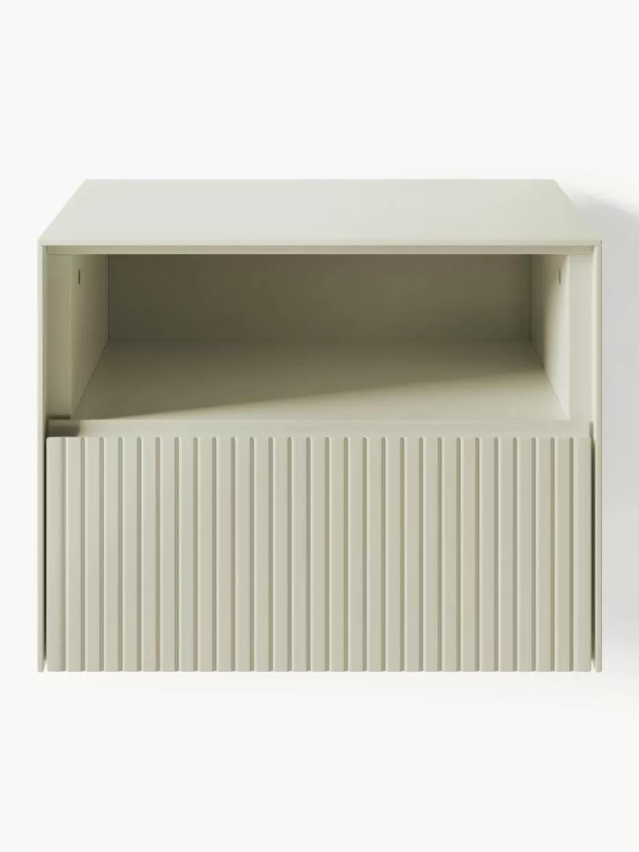 Nachttische-Westwing Collection Nachttisch Shea mit geriffelter Front Hellbeige