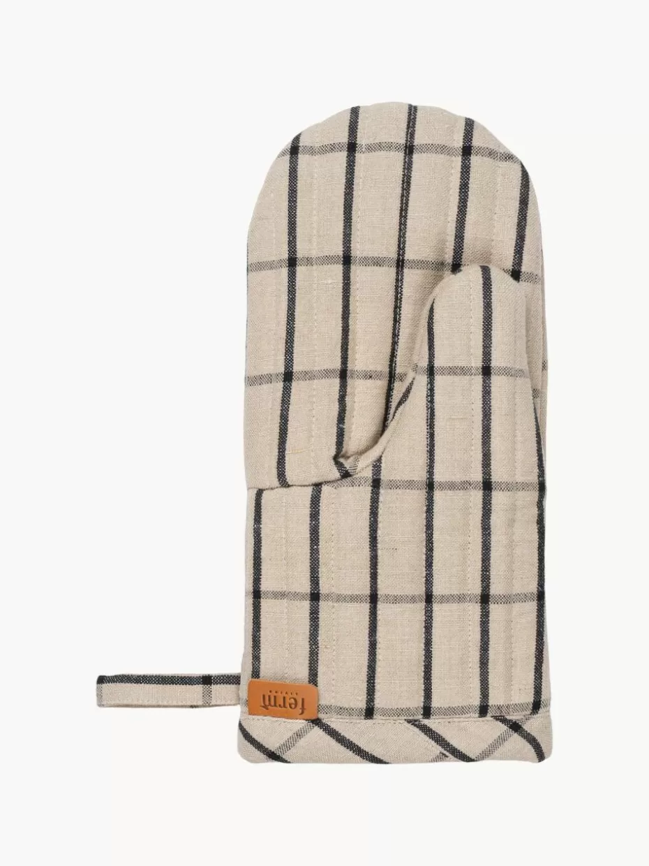 Küchentextilien | Küchentextilien-ferm LIVING Ofenhandschuh Hale Hellbeige, Schwarz