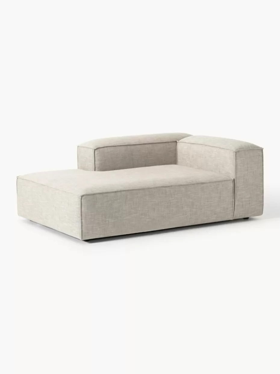 Sofaserien-Westwing Collection Ottomane-Eckmodul Lennon aus Leinen-Mix Leinen-Mix Grau