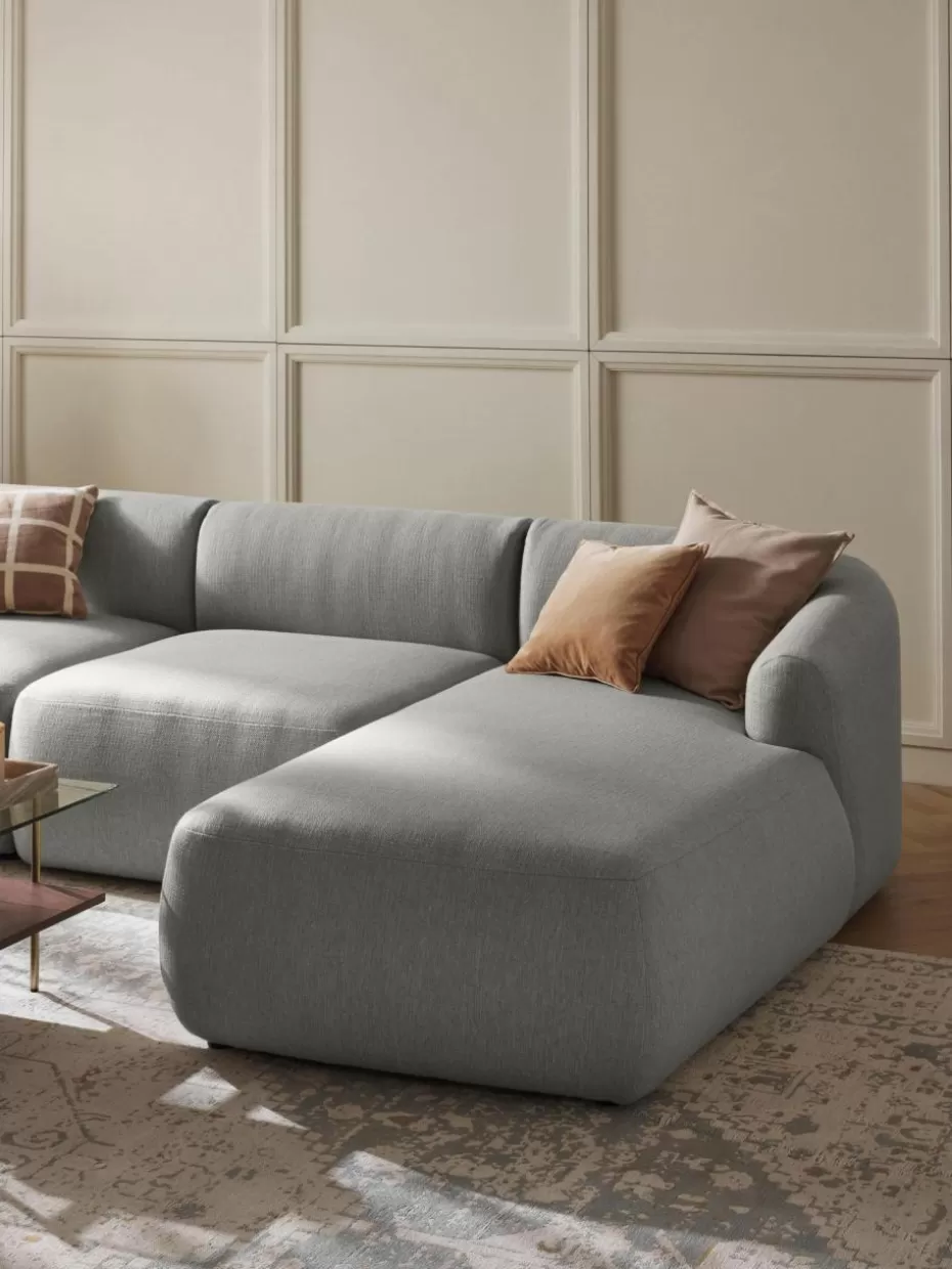 Sofas | Sofaserien-Westwing Collection Ottomane-Eckmodul Sofia Webstoff Grau