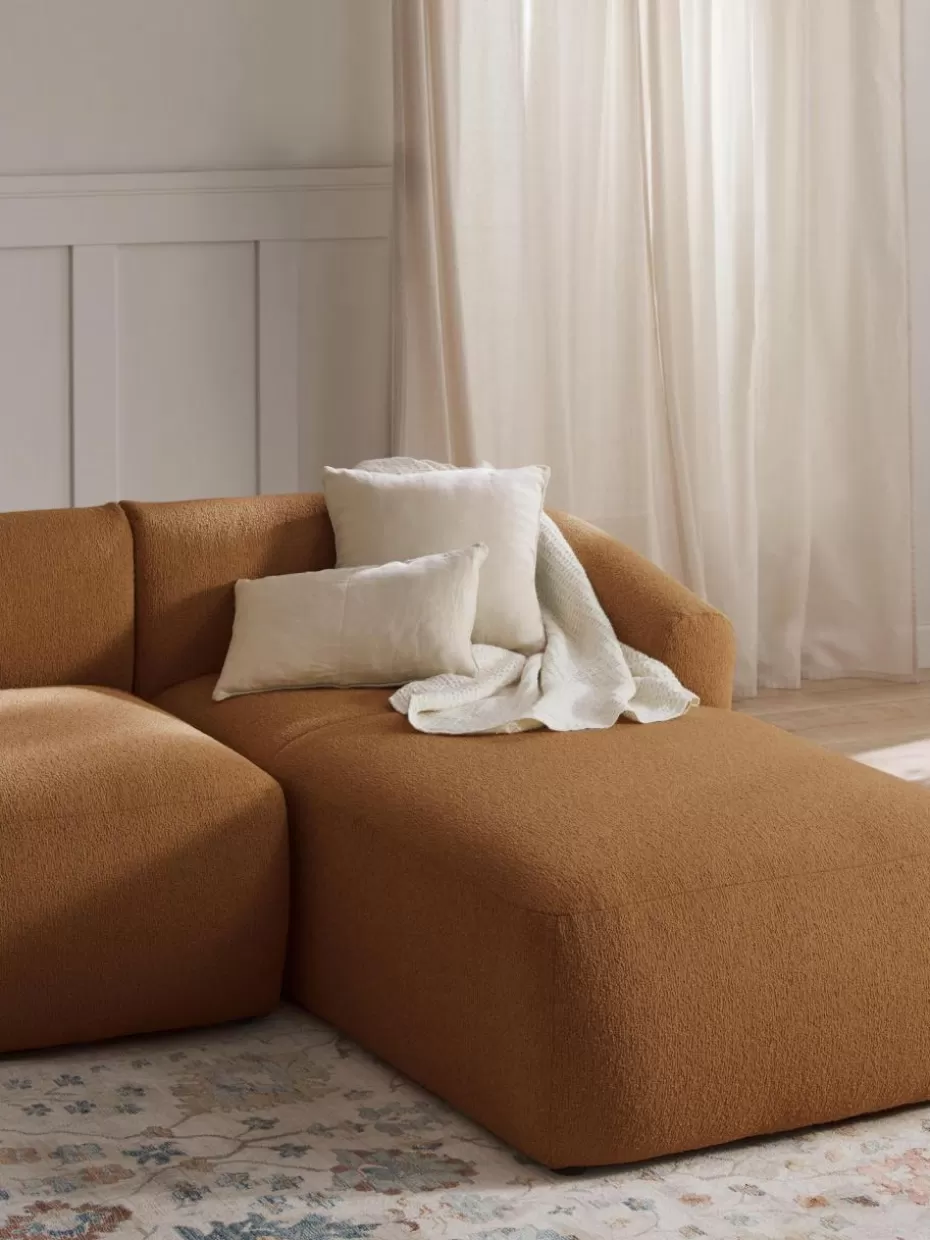 Sofas | Sofaserien-Westwing Collection Ottomane-Eckmodul Sofia aus Bouclé Bouclé Hellbraun