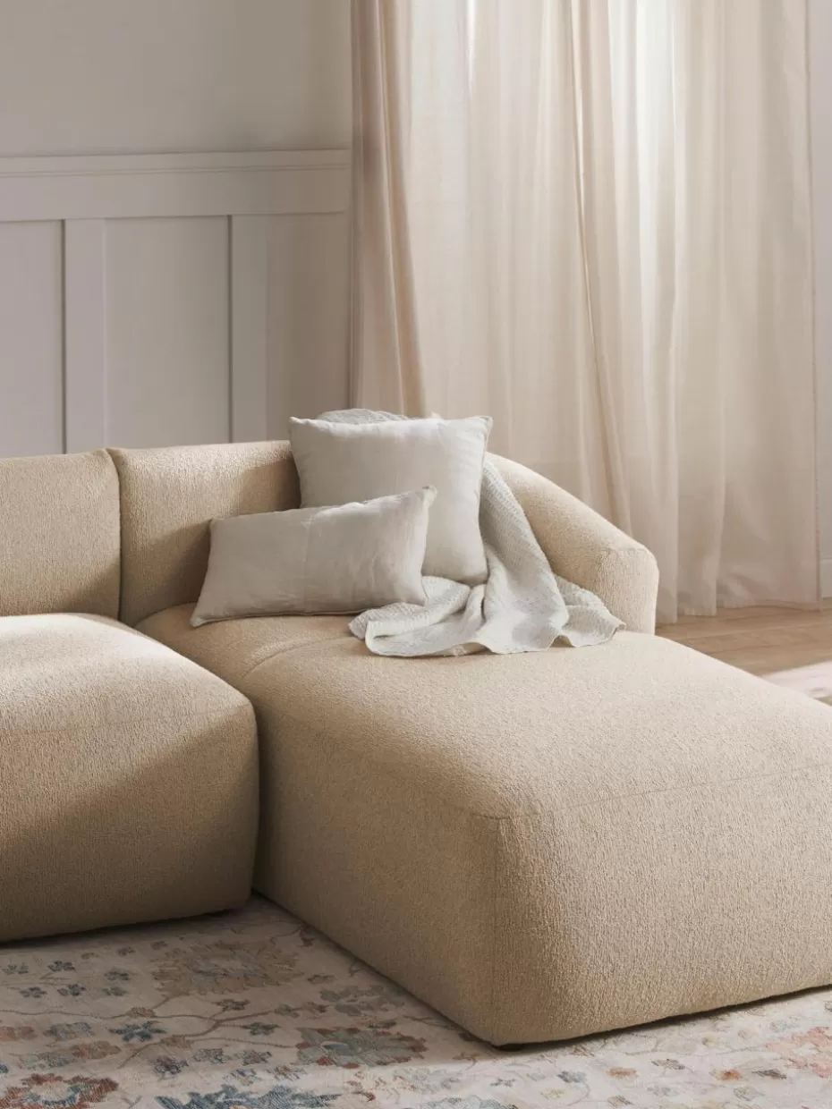 Sofas | Sofaserien-Westwing Collection Ottomane-Eckmodul Sofia aus Bouclé Bouclé Hellbeige
