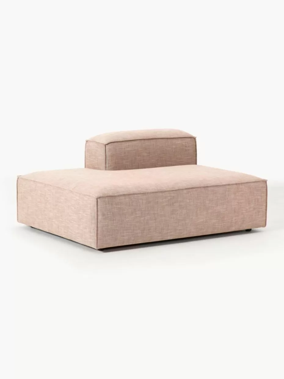 Sofaserien-Westwing Collection Ottomane-Modul Lennon aus Leinen-Mix Leinen-Mix Rostrot