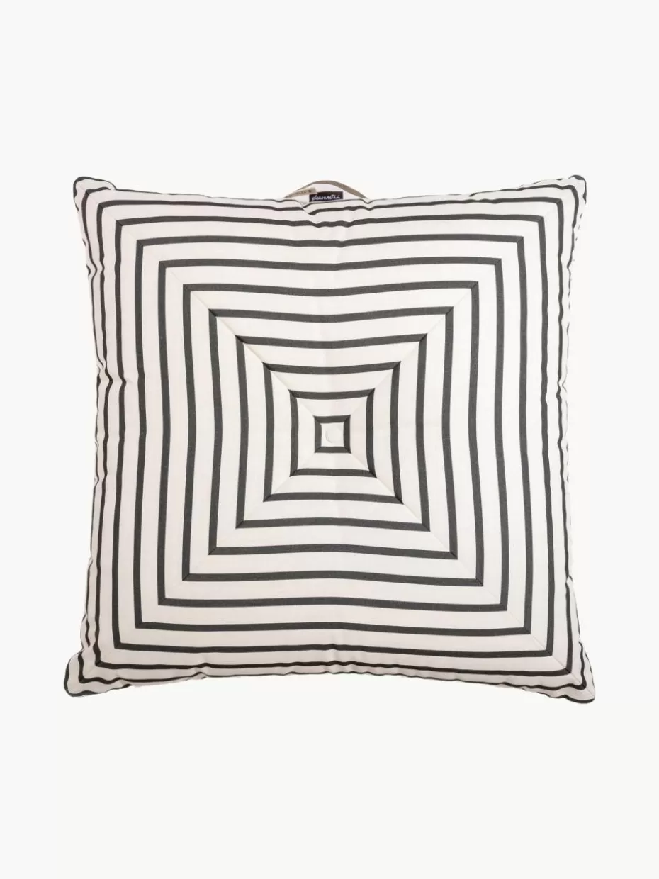 Bodenkissen & Poufs-Business & Pleasure Outdoor Bodenkissen Cozy mit Streifen Schwarz, Cremeweiß