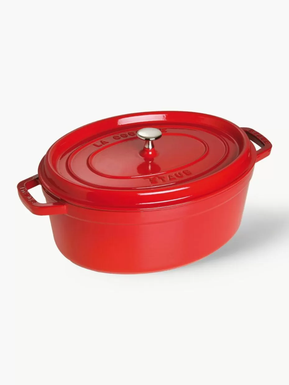 Töpfe-Staub Ovaler Bräter La Cocotte aus Gusseisen Rot, Silberfarben