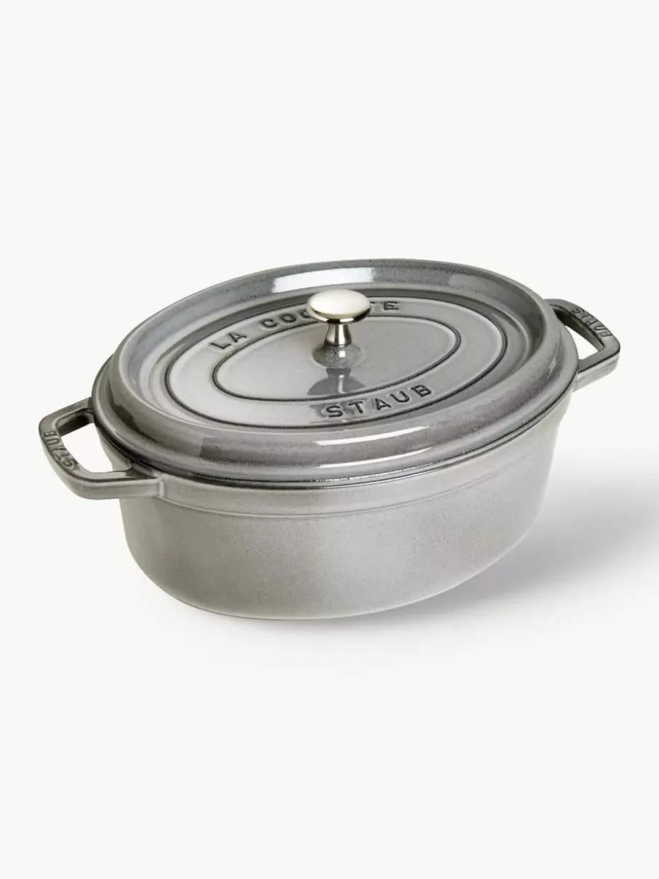 Töpfe-Staub Ovaler Bräter La Cocotte aus Gusseisen Greige, Silberfarben