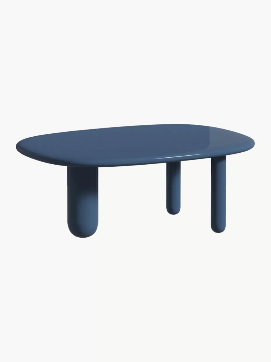 Couchtische-Driade Ovaler Couchtisch Tottori Graublau, glänzend