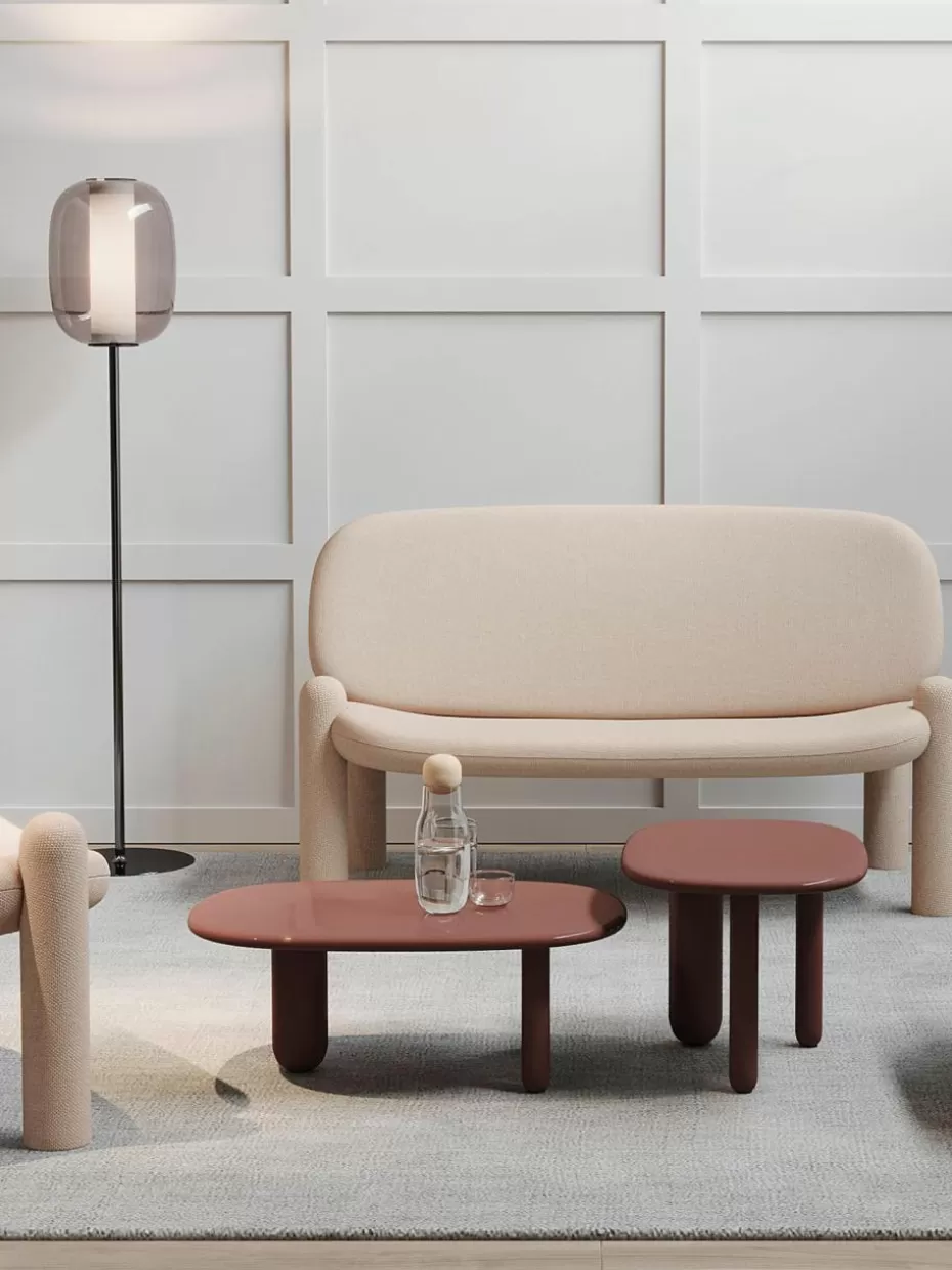 Couchtische-Driade Ovaler Couchtisch Tottori Altrosa, glänzend