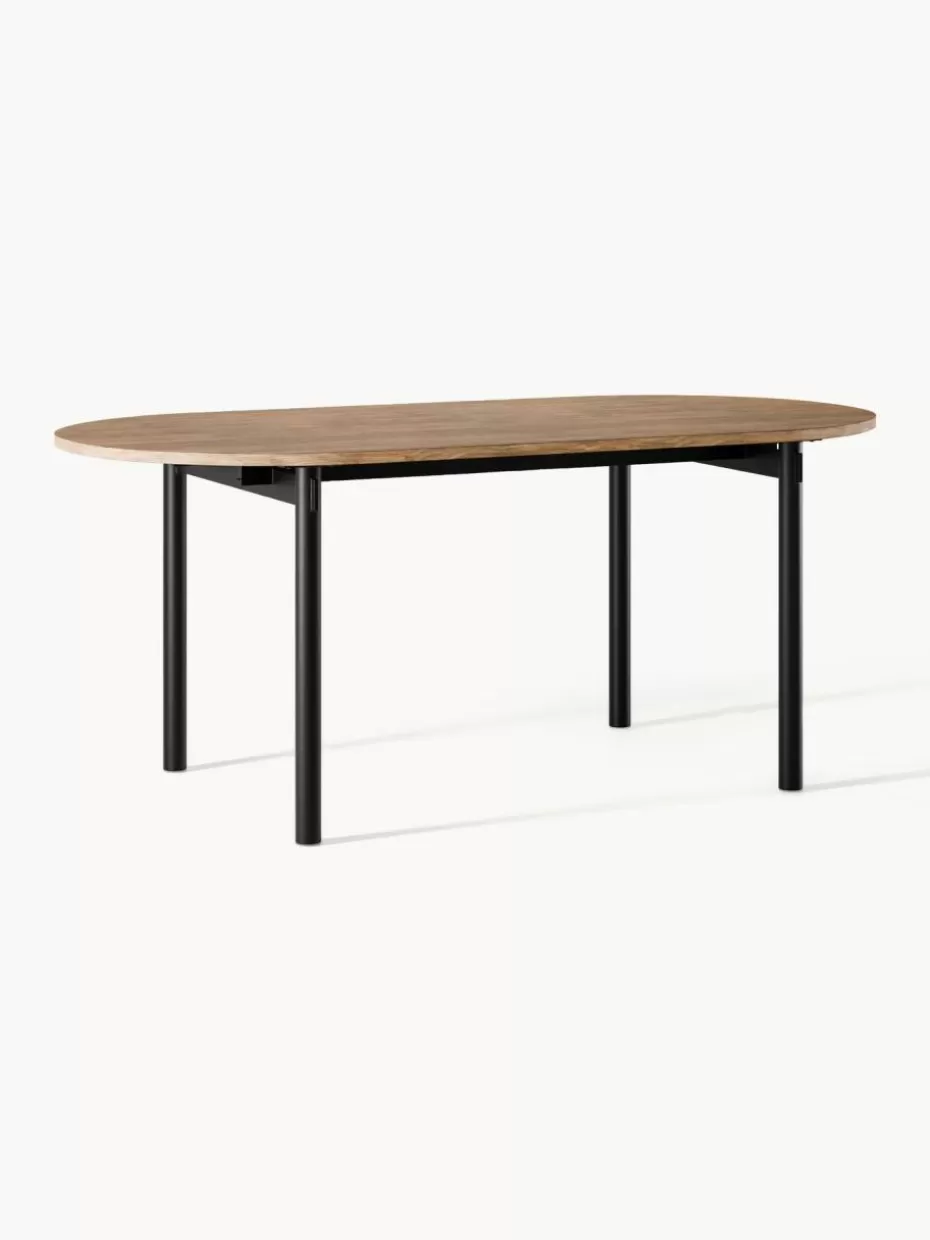 Esstische-Westwing Collection Ovaler Esstisch Mavi, in verschiedenen Größen Eichenholz, Schwarz