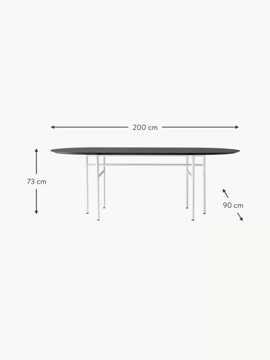 Esstische-Audo Copenhagen Ovaler Esstisch Snaregade, 210 x 95 cm Holz anthrazit beschichtet, Hellgrau