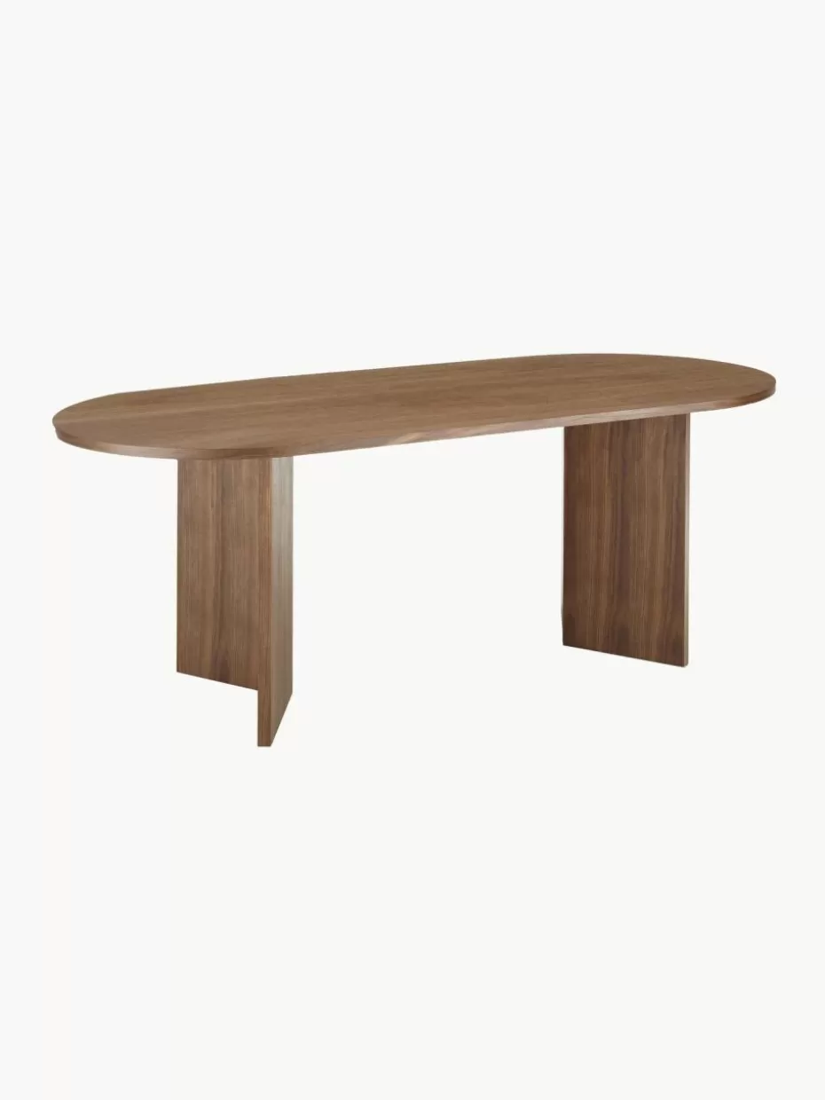 Esstische-Westwing Collection Ovaler Holz-Esstisch Toni, 200 x 90 cm Eichenholz, dunkelbraun lackiert