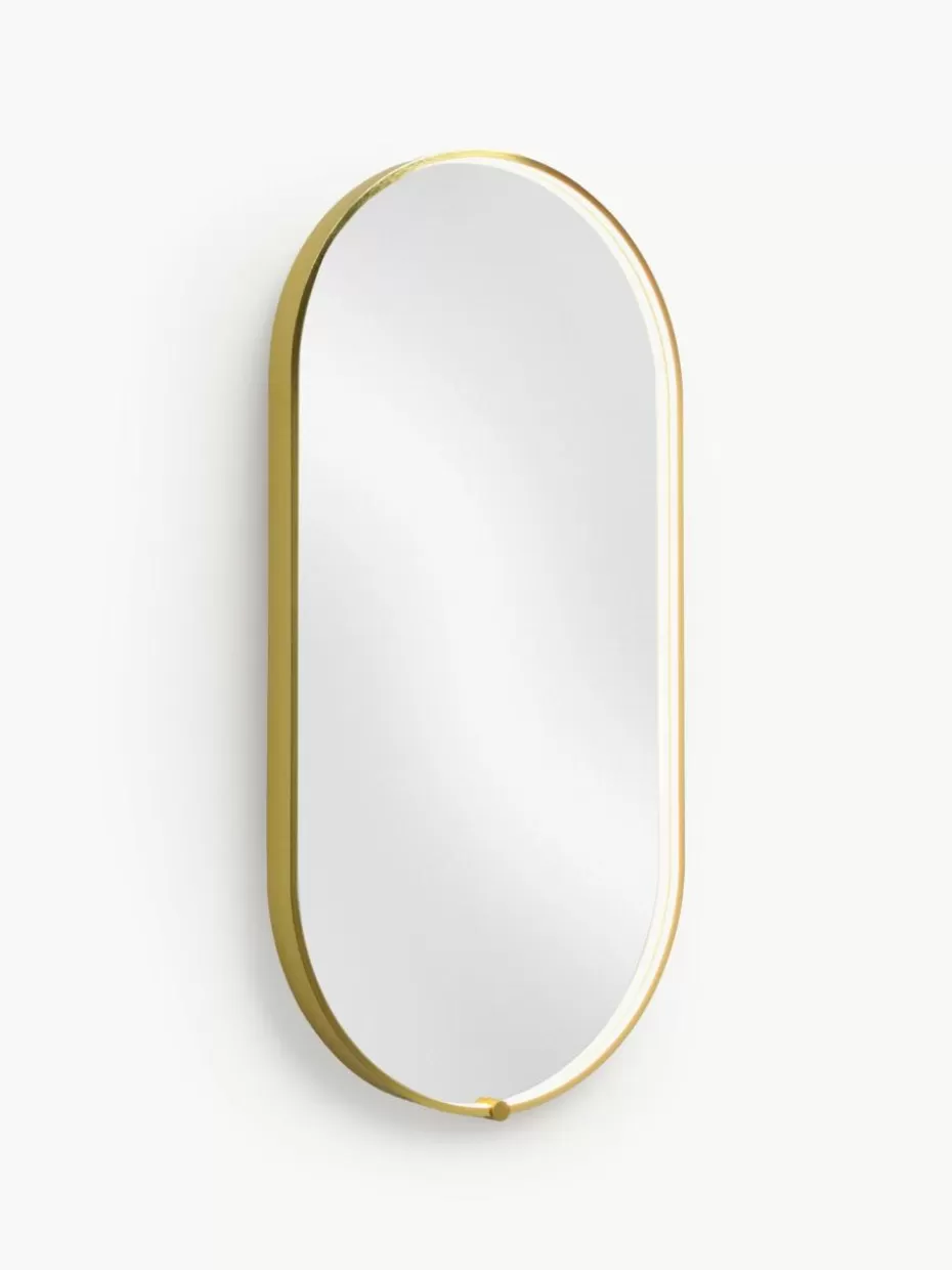 Wandspiegel | Badspiegel-Vanita&Casa Ovaler Wandspiegel Avior mit LED-Beleuchtung Goldfarben