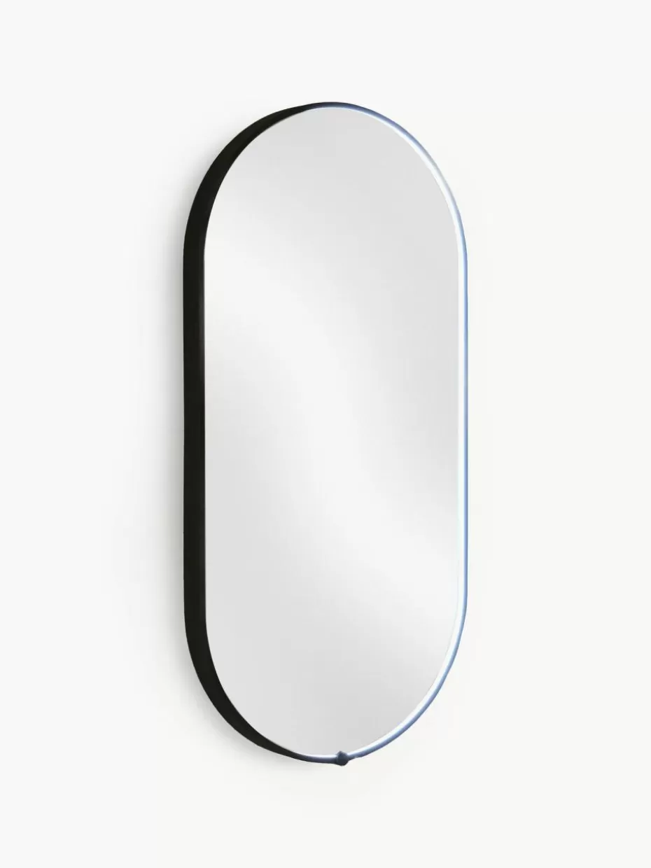 Wandspiegel | Badspiegel-Vanita&Casa Ovaler Wandspiegel Avior mit LED-Beleuchtung Schwarz