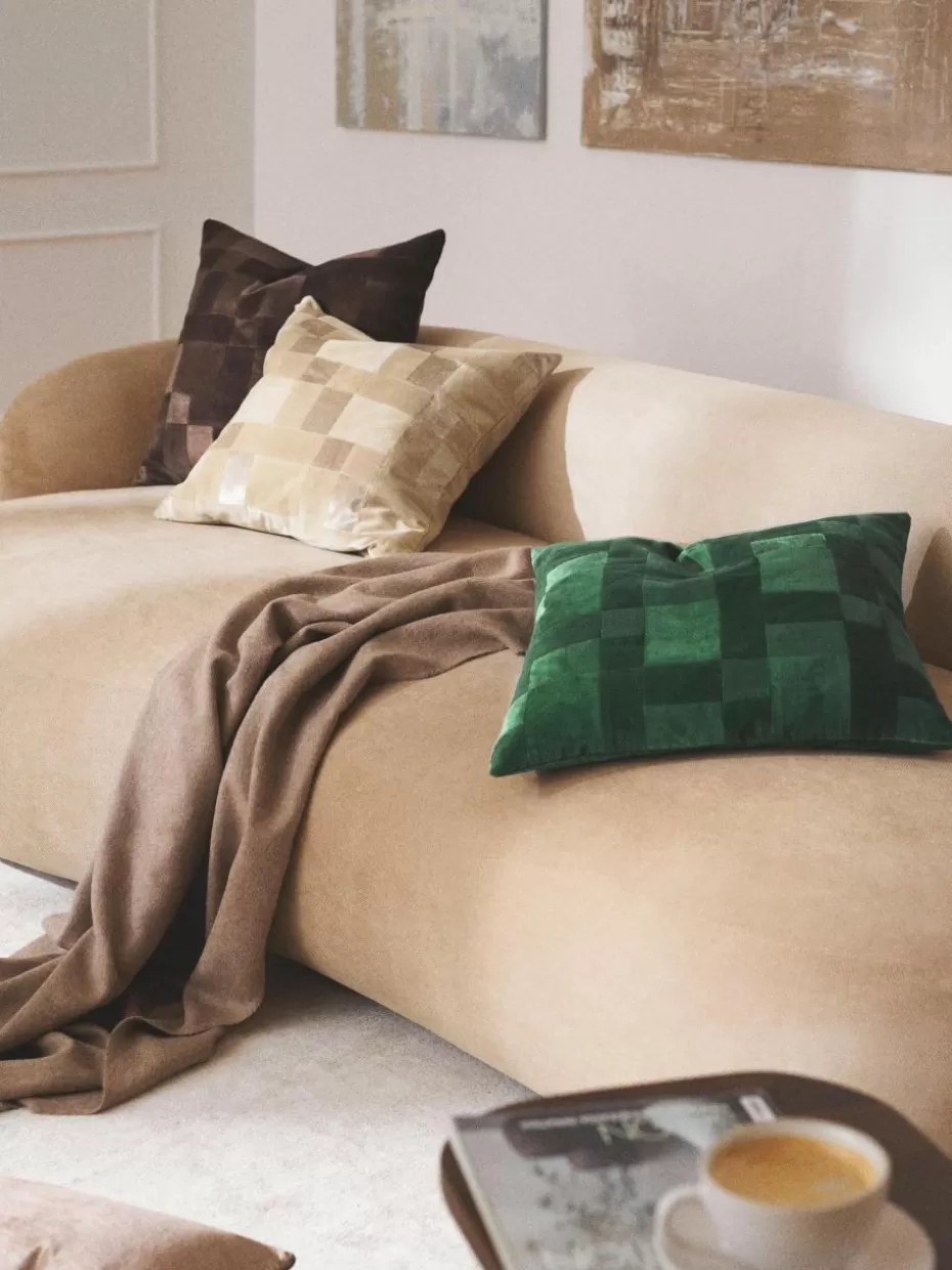 Dekokissen-Westwing Collection Patchwork-Kissenhülle Bastien aus Samt Brauntöne