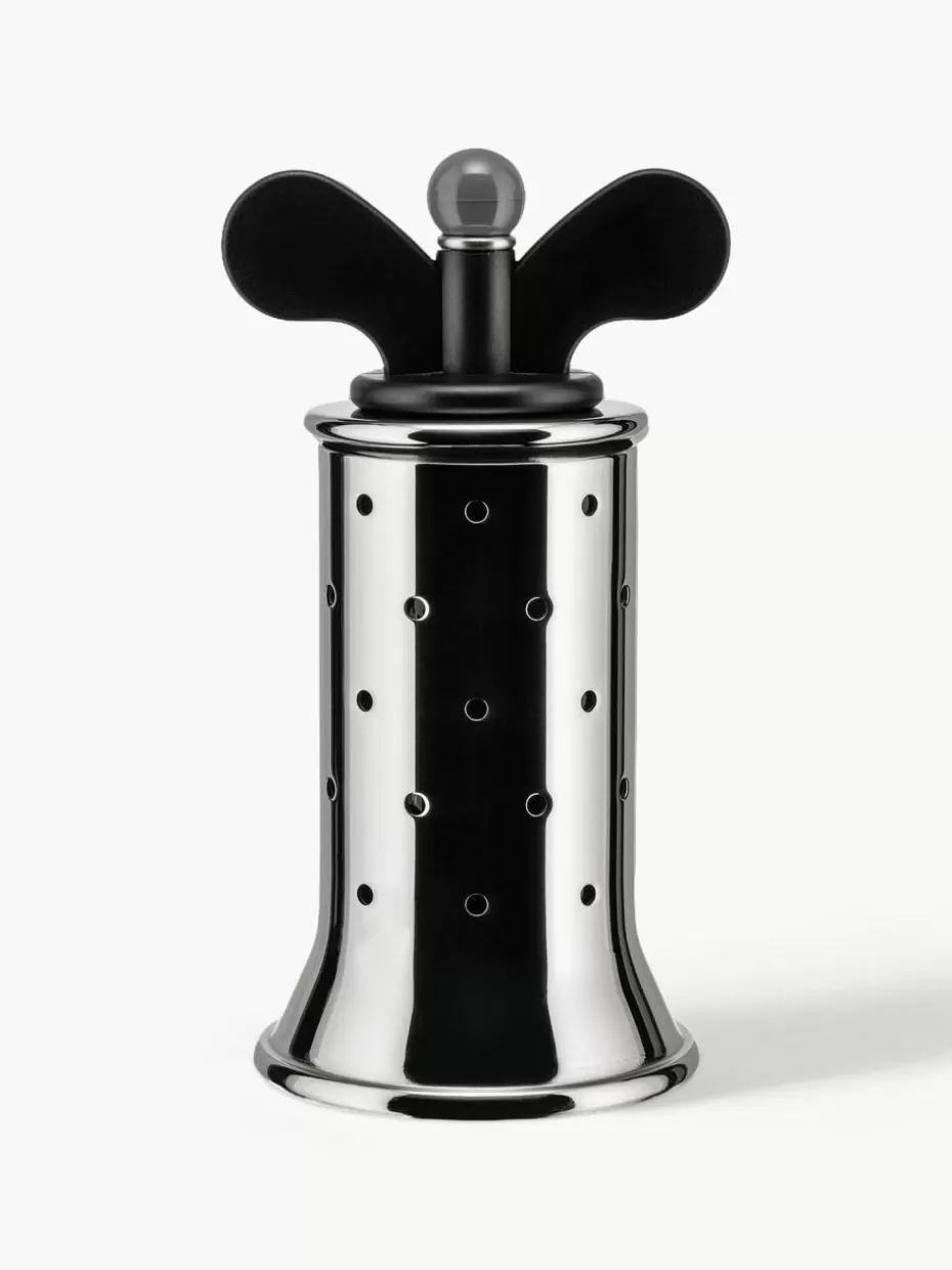 Gewürzmühlen-Alessi Pfeffermühle Happy Schwarz, Silberfarben