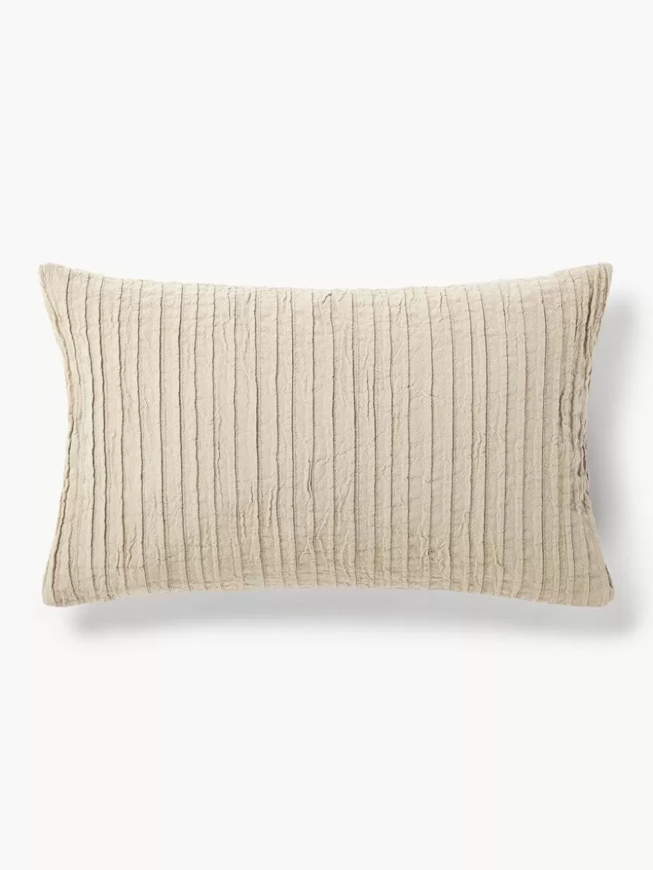 Dekokissen-Westwing Collection Plissierte Baumwoll-Kissenhülle Artemis Beige