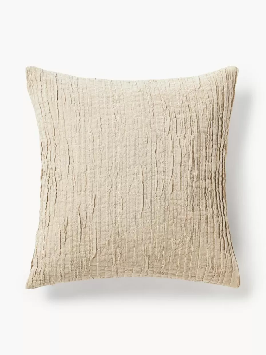 Dekokissen-Westwing Collection Plissierte Baumwoll-Kissenhülle Artemis Beige