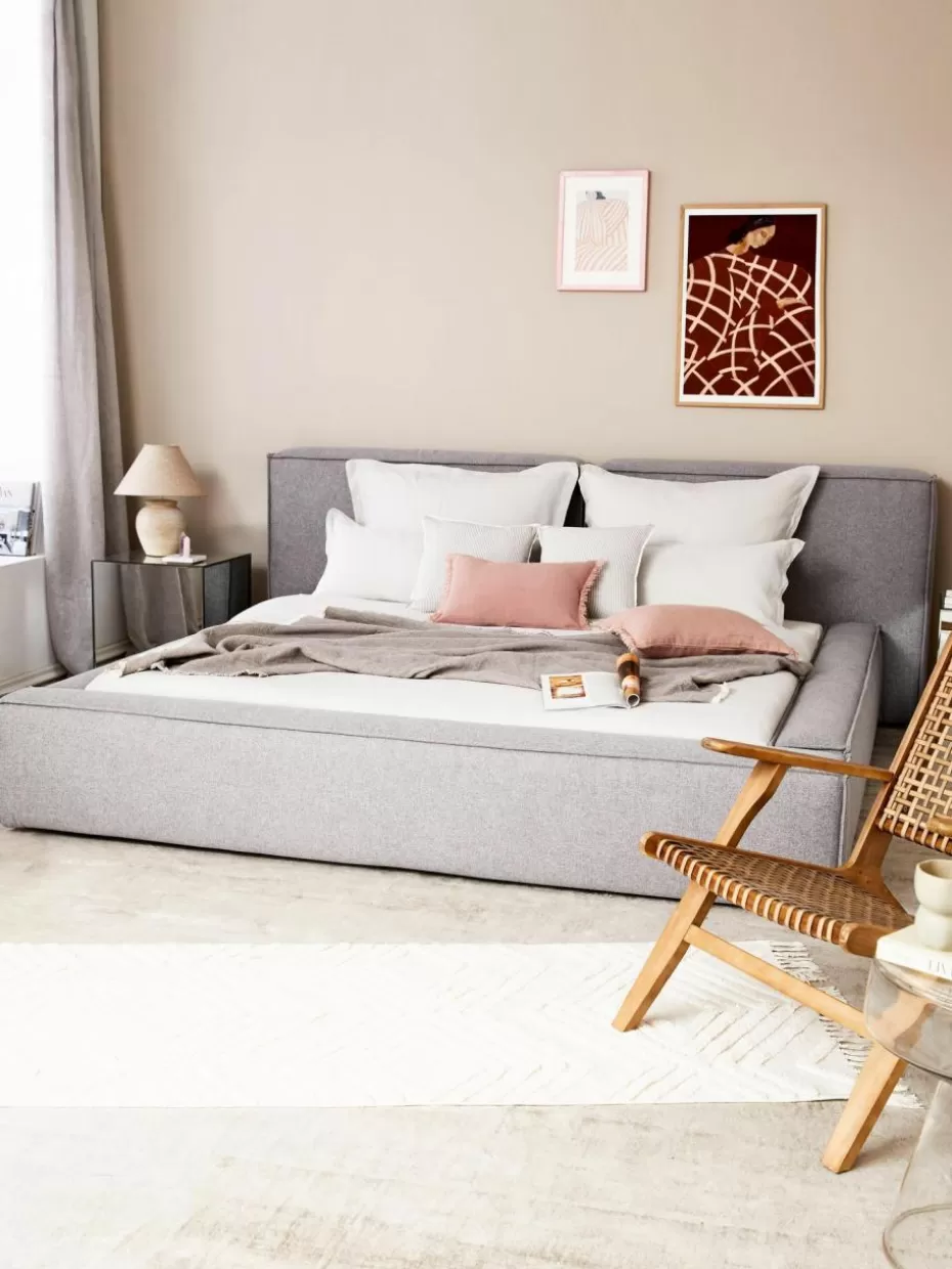 Betten-Westwing Collection Polsterbett Lennon Webstoff Grau