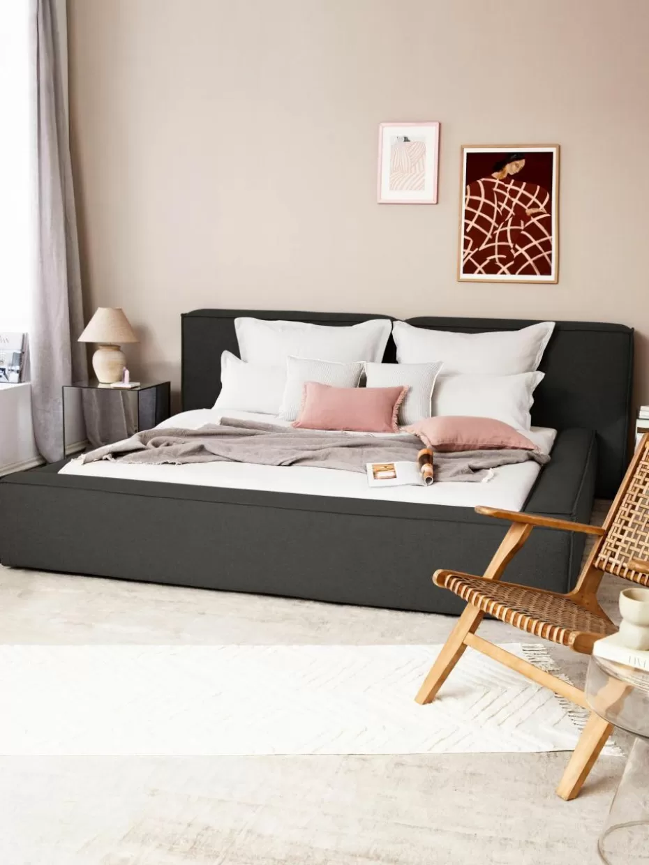 Betten-Westwing Collection Polsterbett Lennon Webstoff Anthrazit