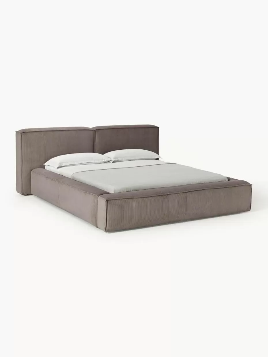Betten-Westwing Collection Polsterbett Lennon aus Cord Cord Taupe