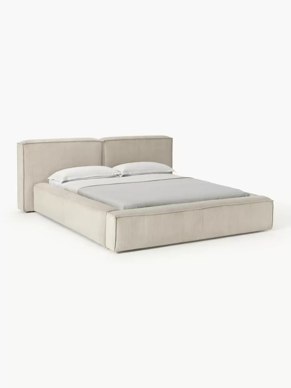 Betten-Westwing Collection Polsterbett Lennon aus Cord Cord Hellbeige
