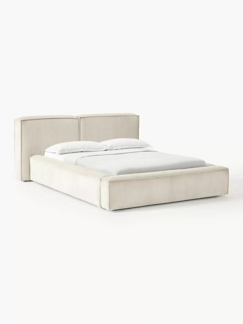 Betten-Westwing Collection Polsterbett Lennon aus Cord mit Stauraum Cord Hellbeige
