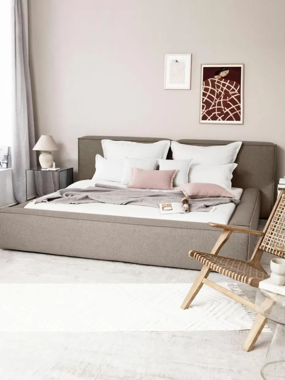 Betten-Westwing Collection Polsterbett Lennon mit Stauraum Webstoff Taupe