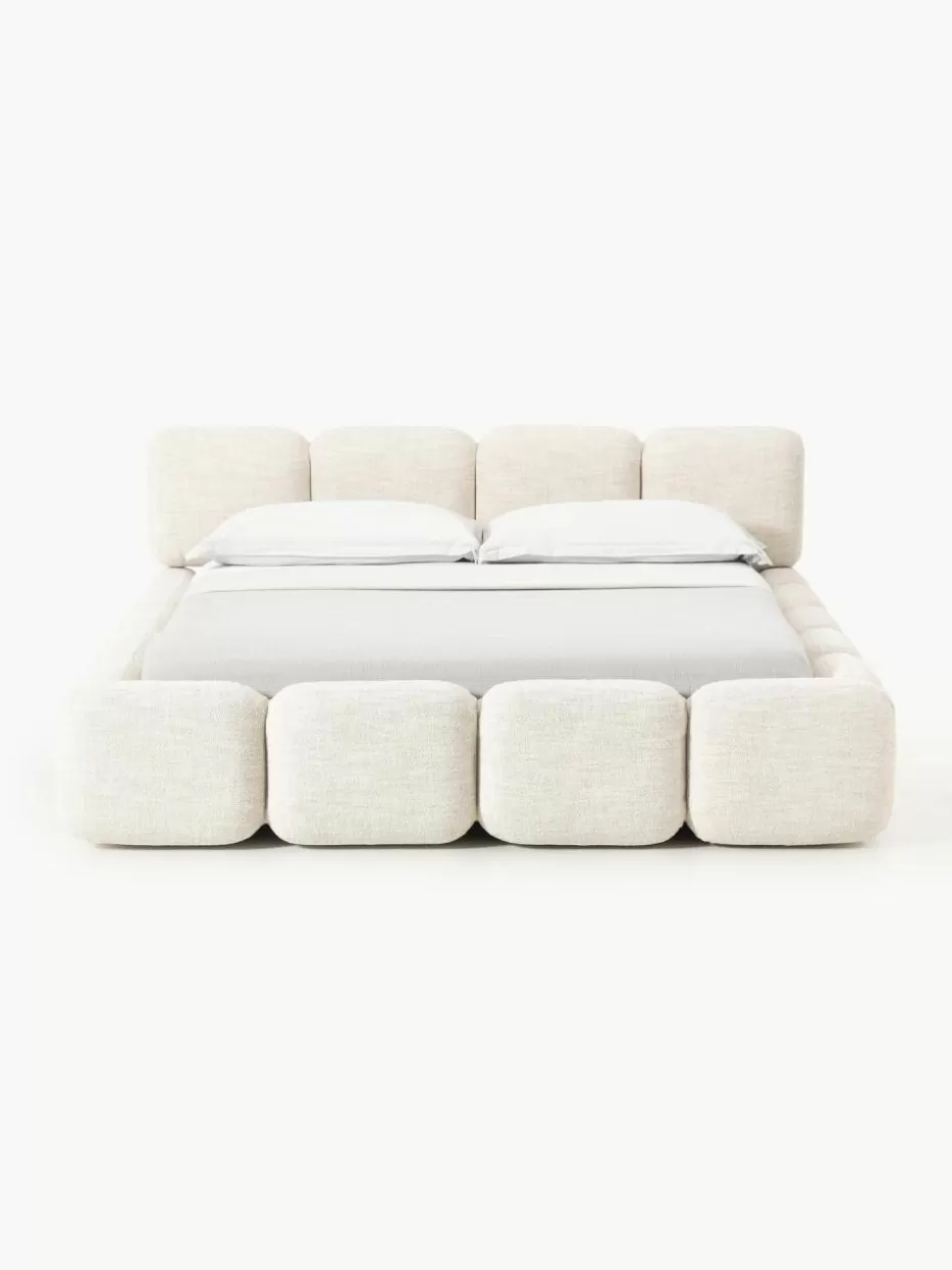 Betten-Westwing Collection Polsterbett Tayla aus Bouclé Bouclé Hellbeige