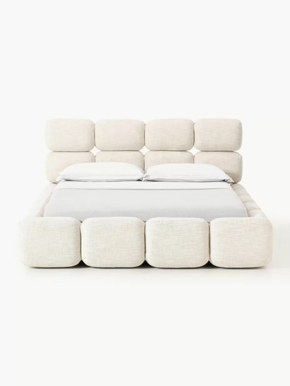 Betten-Westwing Collection Polsterbett Tayla aus Bouclé Bouclé Hellbeige