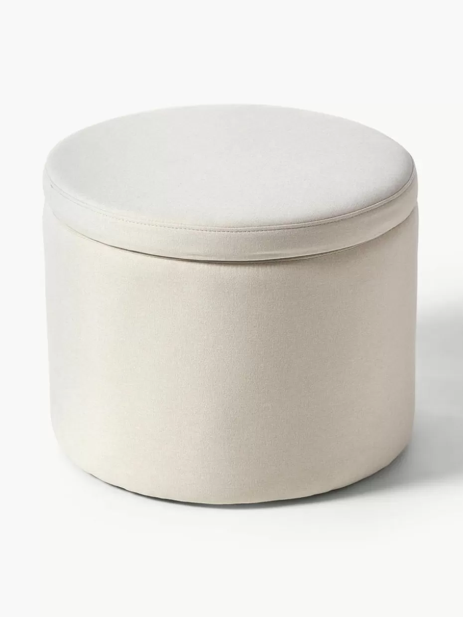Flur Hocker | Hocker-Westwing Collection Polsterhocker Alida mit Stauraum Webstoff Off White