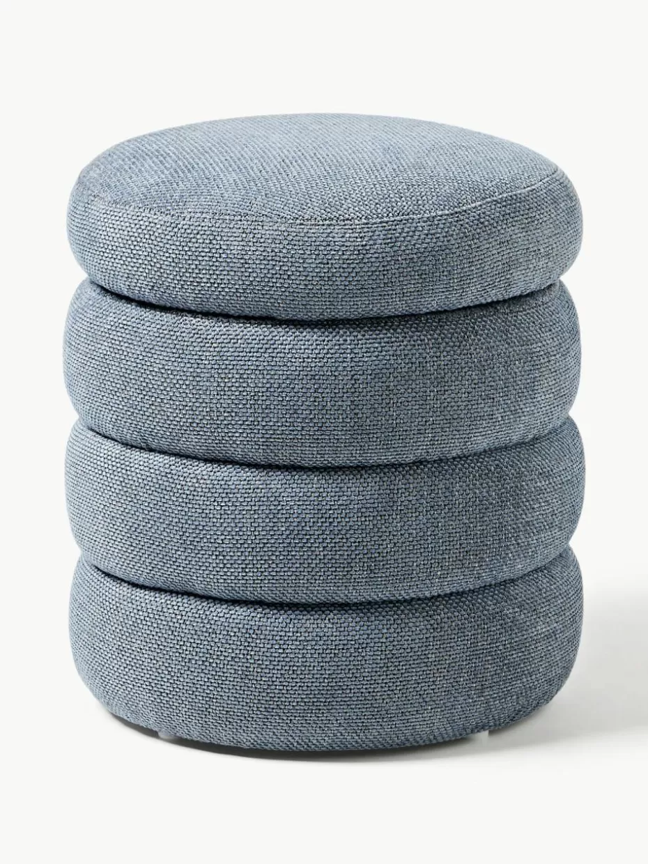 Hocker-Westwing Collection Polsterhocker Alto mit Stauraum Webstoff Graublau