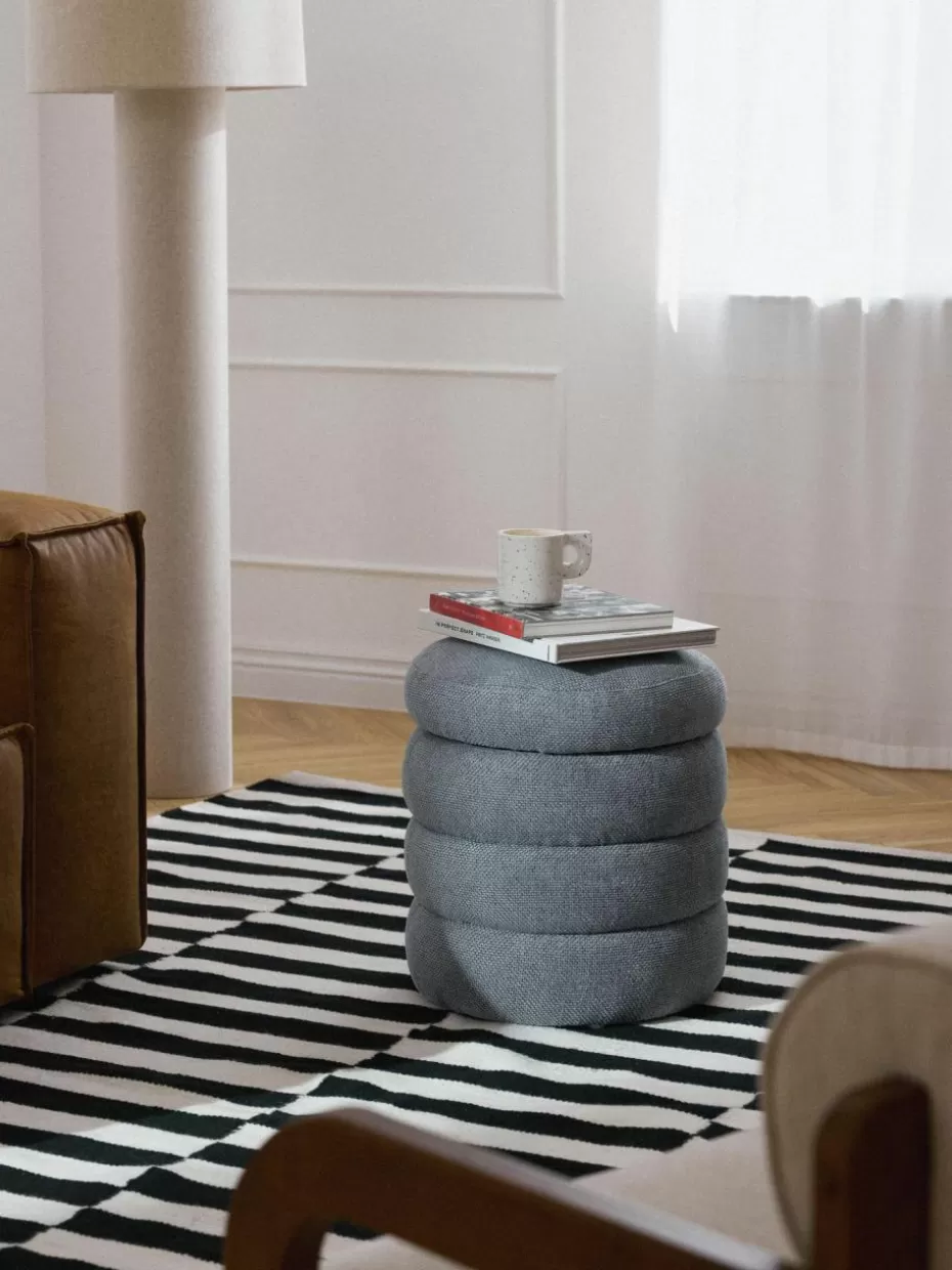 Hocker-Westwing Collection Polsterhocker Alto mit Stauraum Webstoff Graublau