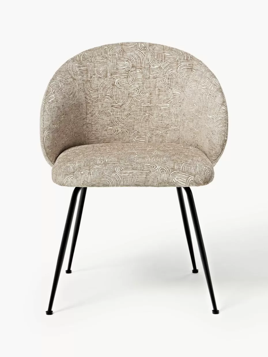 Stühle-Westwing Collection Polsterstühle Luisa, 2 Stück Webstoff Taupe/Beige, Schwarz matt