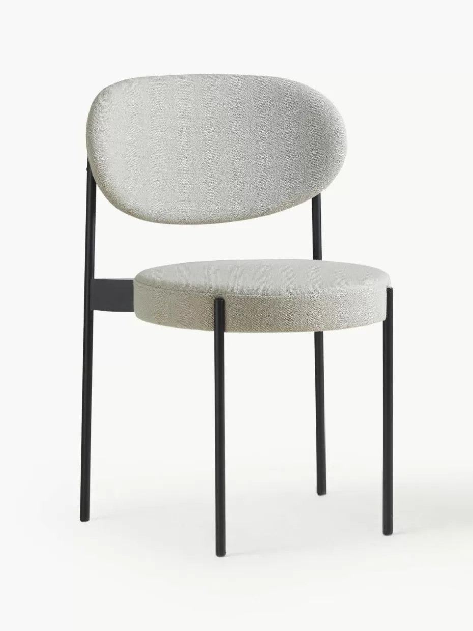 Stühle-Verpan Polsterstuhl Series 430 aus Wolle, Design Verner Panton Wolle Off White, Schwarz