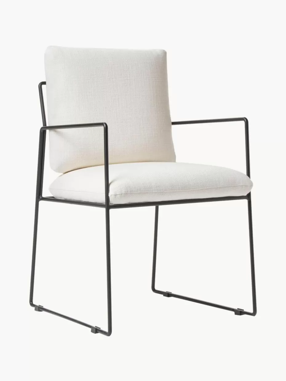 Stühle-Westwing Collection Polsterstuhl Wayne Webstoff Off White, Schwarz