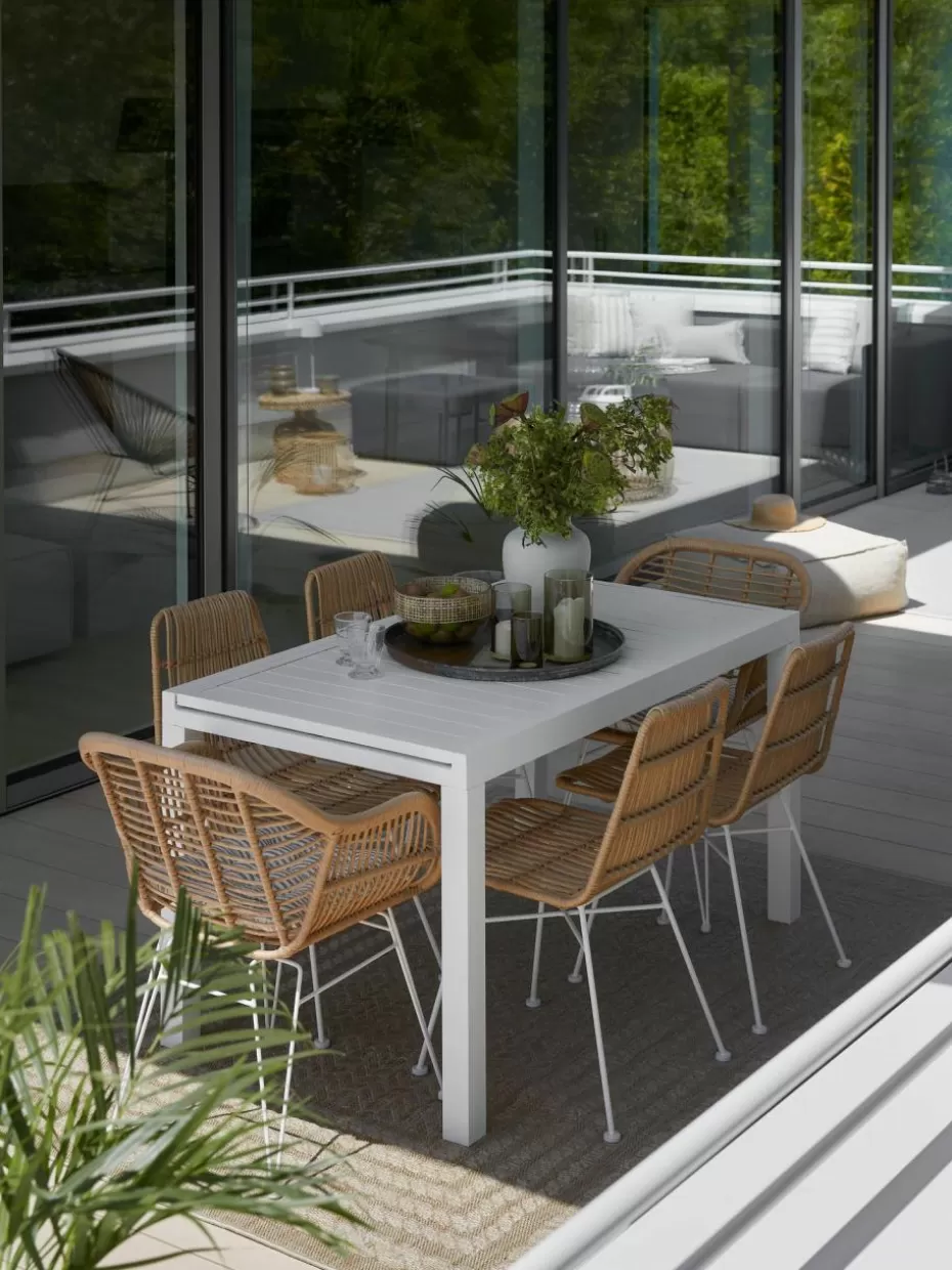 Stühle-Westwing Collection Polyrattan-Stühle Costa, 2 Stück Hellbraun, Weiß