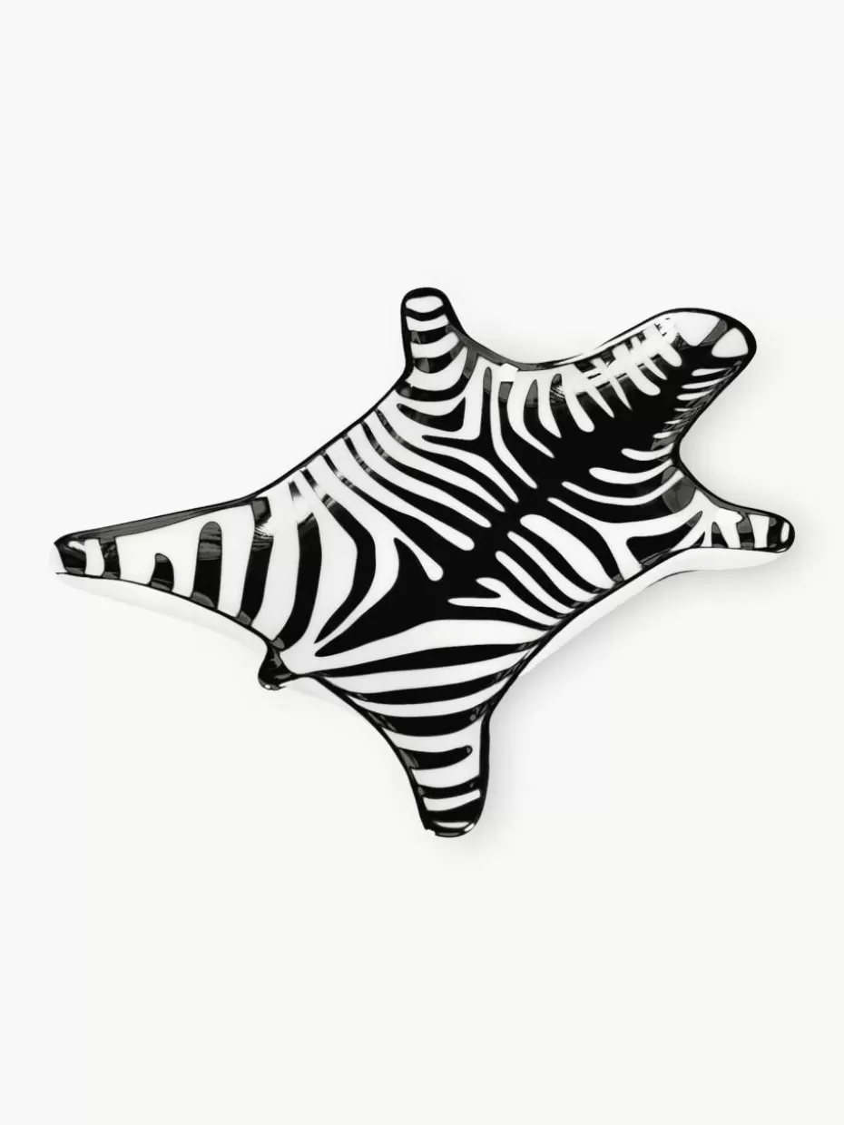 Dekotabletts-Jonathan Adler Porzellan Deko-Tablett Zebra Weiß, Schwarz