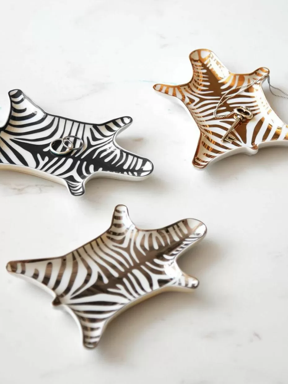 Dekotabletts-Jonathan Adler Porzellan Deko-Tablett Zebra mit Gold Weiß, Gold