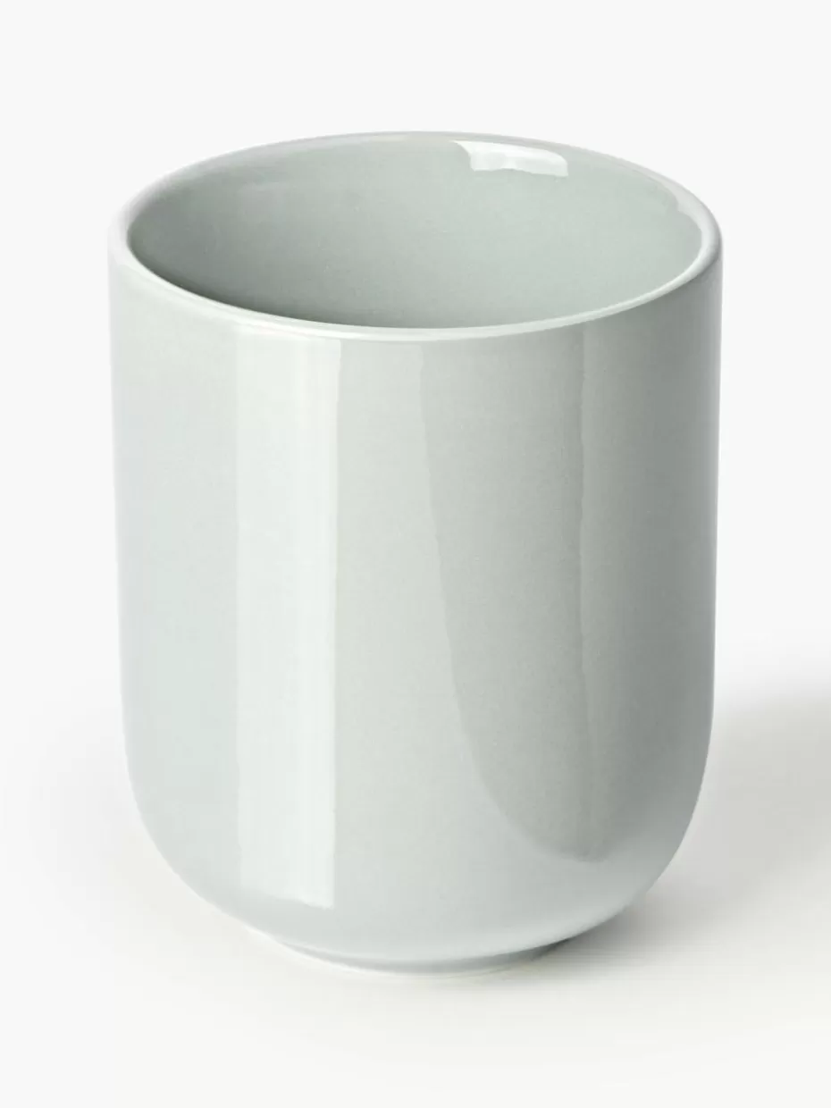 Tassen | Geschirrserien-Westwing Collection Porzellan-Becher Nessa, 4 Stück Hellgrau, glänzend