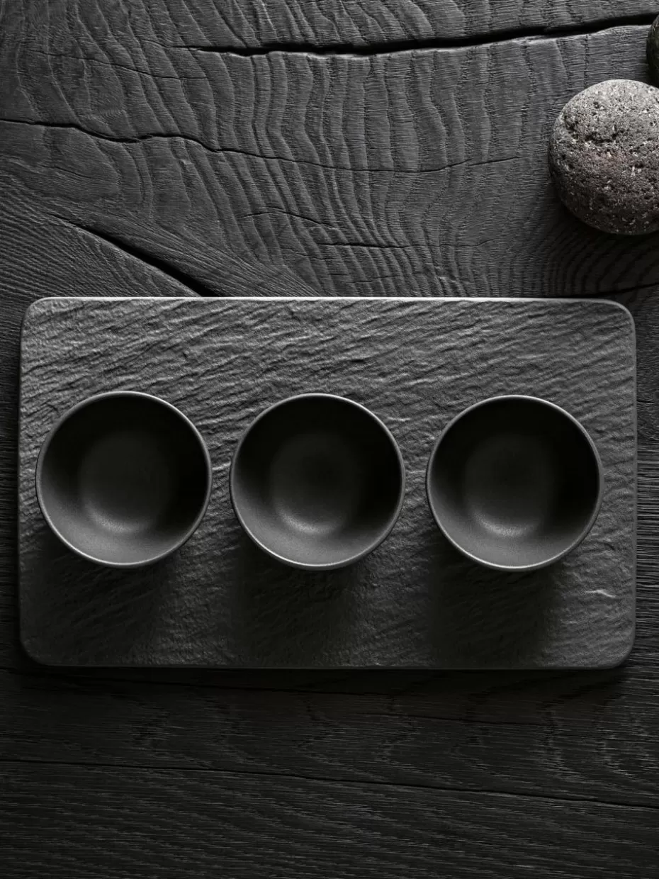Dipschalen & Snackschalen-Villeroy & Boch Porzellan-Dipschälchen Manufacture Rock mit Serviertablett, 4er-Set