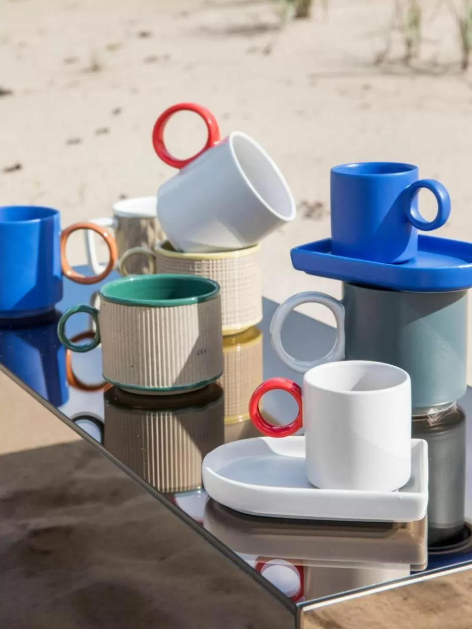 Tassen-ByOn Porzellan-Espressotassen mit Untertassen Niki, 2 Stück Greige, Rot