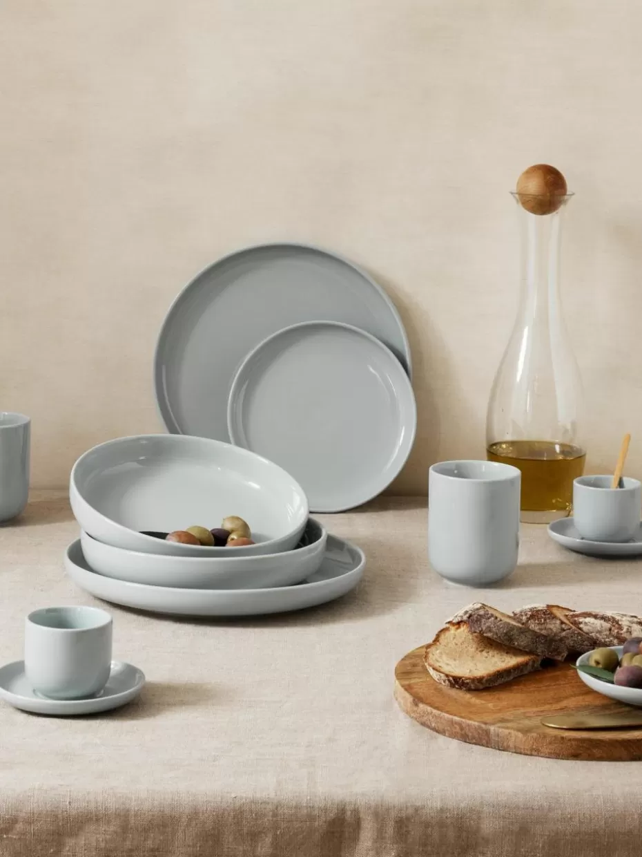 Teller | Geschirrserien-Westwing Collection Porzellan-Frühstücksteller Nessa, 4 Stück Hellgrau, glänzend