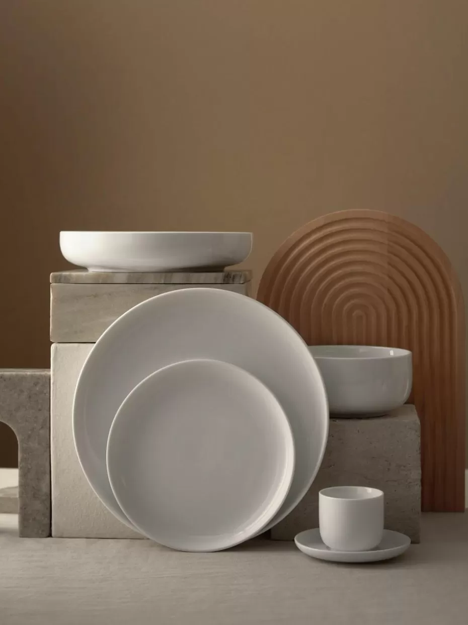 Teller | Geschirrserien-Westwing Collection Porzellan-Frühstücksteller Nessa, 4 Stück Off White, glänzend