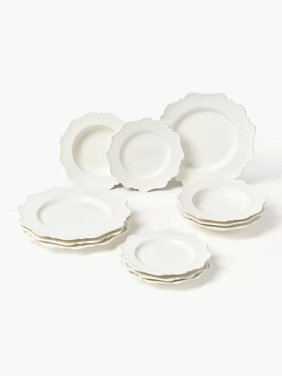 Romantische Details | Geschirr-Sets-Westwing Collection Porzellan-Geschirr-Set Grace, 4 Personen (12-tlg.)