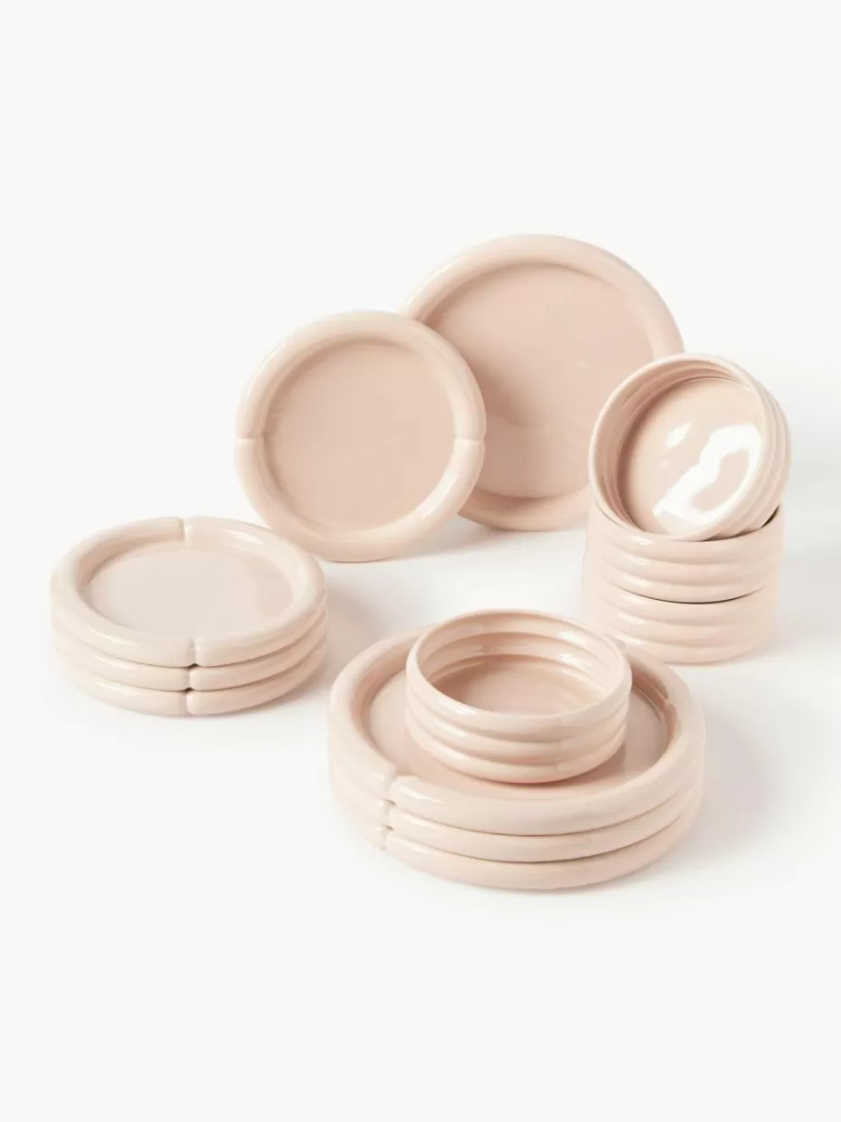 Glow-Up | Geschirr-Sets-Westwing Collection Porzellan-Geschirr-Set Maira, 4 Personen (12-tlg.) Hellrosa