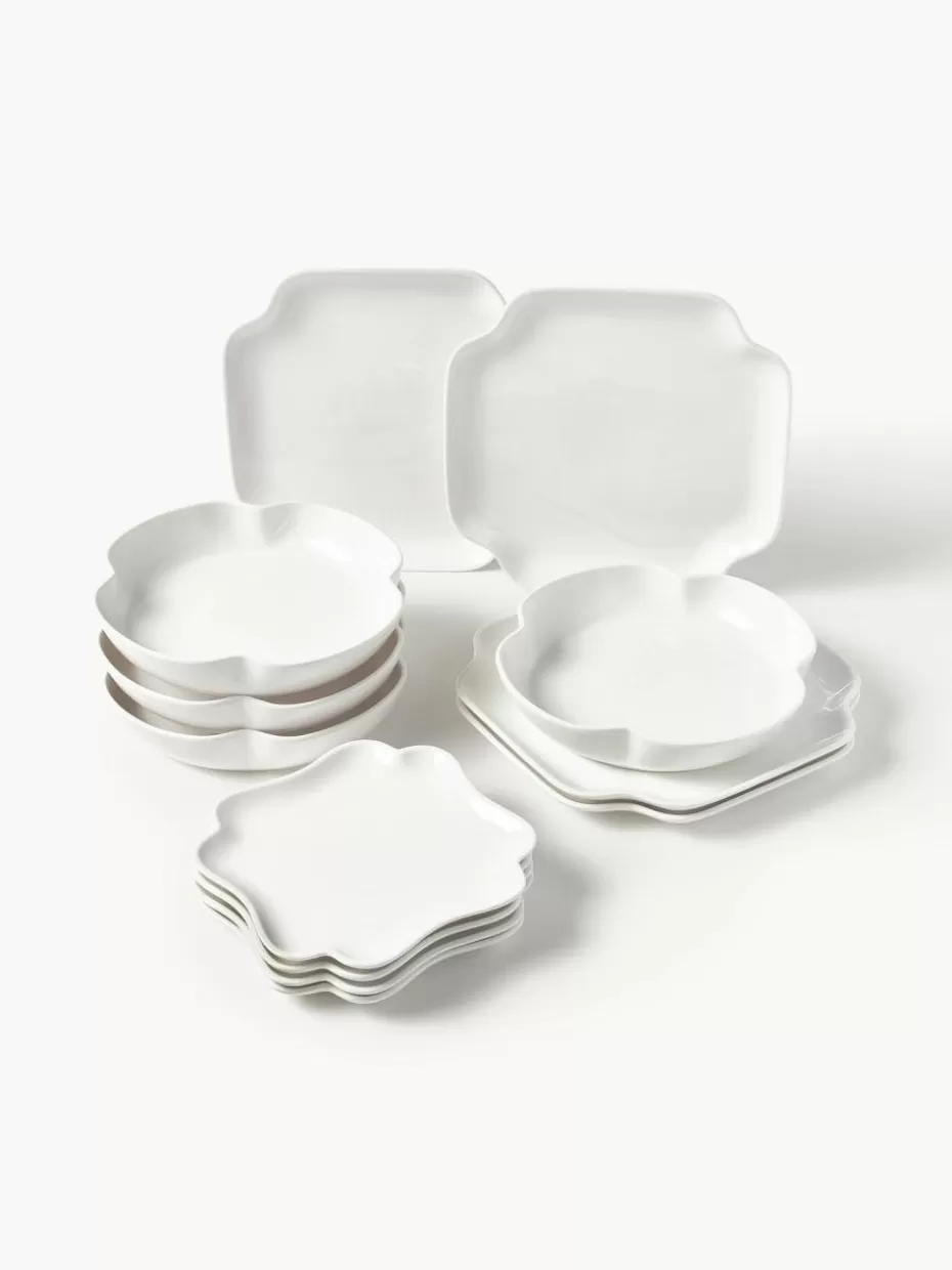 Geschirr-Sets | Geschirrserien-Westwing Collection Porzellan-Geschirr-Set Nera, 4 Personen (12-tlg.)